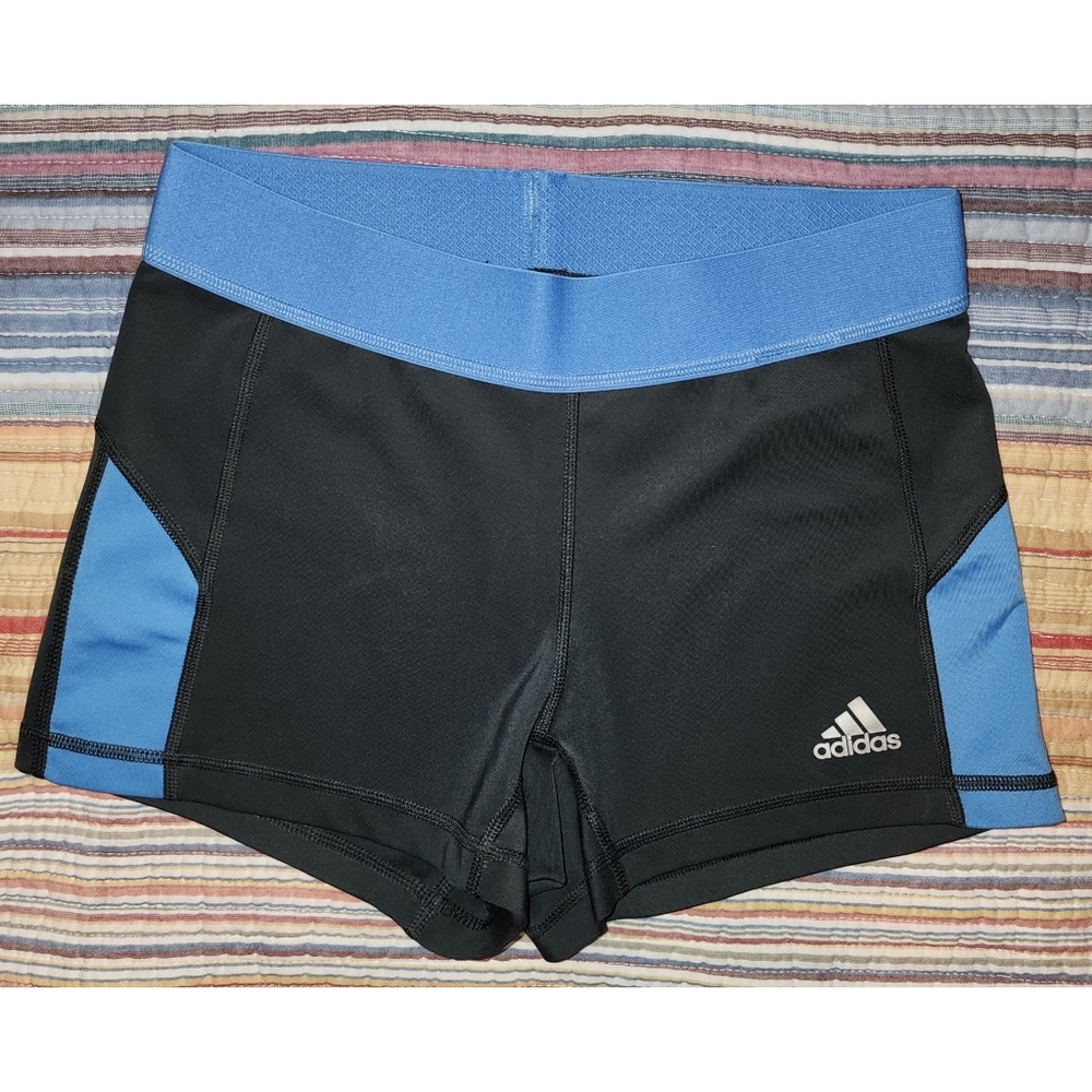 Adidas Techfit Climalite Women's Athletic Shorts Medium Compression Blk & Blue